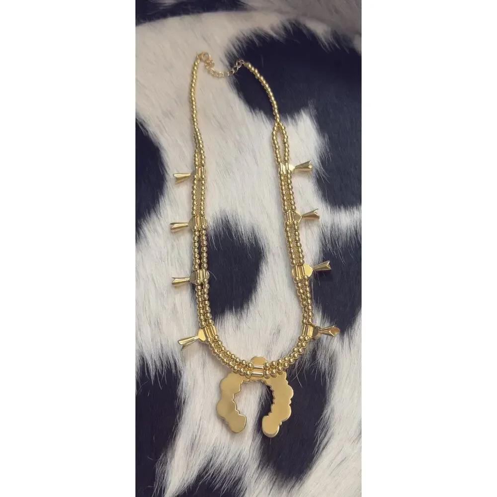 Affordable Golden Hills Turquoise Squash Blossom Necklace Gold on Sterling